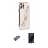 MARSİLYAN™- iPhone 12 Pro Max Kılıf Nova Işık Prime - Siyah 3D Antistatik Hayalet Cam Ekran Koruyucu + Metal Kamera Lens Koruma Cam - GD