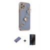 MARSİLYAN™- iPhone 12 Pro Max Kılıf Nova Işık Prime - Siyah 3D Antistatik Hayalet Cam Ekran Koruyucu + Metal Kamera Lens Koruma Cam - GD