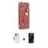 MARSİLYAN™- iPhone 12 Pro Max Kılıf Nova Işık Prime - Siyah 3D Antistatik Hayalet Cam Ekran Koruyucu + Lacivert Shine Kamera Lens