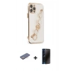 MARSİLYAN™- iPhone 12 Pro Max Kılıf Nova Işık Prime - Siyah 3D Antistatik Hayalet Cam Ekran Koruyucu + Renkli Kamera Lens Koruma Cam - MI