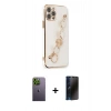 MARSİLYAN™- iPhone 12 Pro Max Kılıf Nova Işık Prime - Siyah 3D Antistatik Hayalet Cam Ekran Koruyucu + Neon Fosforlu Kamera Lens - YL
