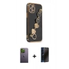MARSİLYAN™- iPhone 12 Pro Max Kılıf Nova Işık Prime - Siyah 3D Antistatik Hayalet Cam Ekran Koruyucu + Neon Fosforlu Kamera Lens - YL