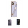MARSİLYAN™- iPhone 12 Pro Max Kılıf Nova Işık Prime - Siyah 3D Antistatik Hayalet Cam Ekran Koruyucu + Neon Fosforlu Kamera Lens - BZ
