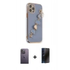 MARSİLYAN™- iPhone 12 Pro Max Kılıf Nova Işık Prime - Siyah 3D Antistatik Hayalet Cam Ekran Koruyucu + Neon Fosforlu Kamera Lens - BZ