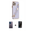 MARSİLYAN™- iPhone 12 Pro Max Kılıf Nova Işık Prime - Siyah 3D Antistatik Hayalet Cam Ekran Koruyucu + Neon Fosforlu Kamera Lens - MI