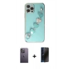 MARSİLYAN™- iPhone 12 Pro Max Kılıf Nova Işık Prime - Siyah 3D Antistatik Hayalet Cam Ekran Koruyucu + Neon Fosforlu Kamera Lens - BZ