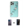 MARSİLYAN™- iPhone 12 Pro Max Kılıf Nova Işık Prime - Siyah 3D Antistatik Hayalet Cam Ekran Koruyucu + Neon Fosforlu Kamera Lens - MI