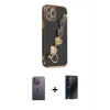 MARSİLYAN™- iPhone 12 Pro Max Kılıf Nova Işık Prime - Siyah 3D Antistatik Hayalet Cam Ekran Koruyucu + Neon Fosforlu Kamera Lens - BZ