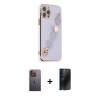 MARSİLYAN™- iPhone 12 Pro Max Kılıf Nova Işık Prime - Siyah 3D Antistatik Hayalet Cam Ekran Koruyucu + Neon Fosforlu Kamera Lens - SI