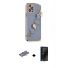 MARSİLYAN™- iPhone 12 Pro Max Kılıf Nova Işık Prime - Siyah 3D Antistatik Hayalet Cam Ekran Koruyucu + Renkli Kamera Lens Koruma Cam - TU