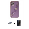 MARSİLYAN™- iPhone 12 Pro Max Kılıf Nova Işık Prime - Siyah 3D Antistatik Hayalet Cam Ekran Koruyucu + Sarı Renkli Kamera Lens Koruma Cam