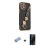 MARSİLYAN™- iPhone 12 Pro Max Kılıf Nova Işık Prime - Siyah 3D Antistatik Hayalet Cam Ekran Koruyucu + Shine Kamera Lens Koruma Cam - MI