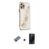 MARSİLYAN™- iPhone 12 Pro Max Kılıf Nova Işık Prime - Siyah 3D Antistatik Hayalet Cam Ekran Koruyucu + Shine Kamera Lens Koruma Cam - SH
