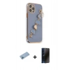 MARSİLYAN™- iPhone 12 Pro Max Kılıf Nova Işık Prime - Siyah 3D Antistatik Hayalet Cam Ekran Koruyucu + Shine Kamera Lens Koruma Cam - MI