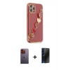 MARSİLYAN™- iPhone 12 Pro Max Kılıf Nova Işık Prime - Siyah 3D Antistatik Hayalet Cam Ekran Koruyucu + Neon Fosforlu Kamera Lens - TU