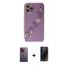 MARSİLYAN™- iPhone 12 Pro Max Kılıf Nova Işık Prime - Siyah 3D Antistatik Hayalet Cam Ekran Koruyucu + Neon Fosforlu Kamera Lens - TU