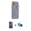 MARSİLYAN™- iPhone 12 Pro Max Kılıf Nova Işık Prime - Siyah 3D Antistatik Seramik Nano Ekran Koruyucu + Neon Fosforlu Kamera Lens - MI