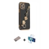 MARSİLYAN™- iPhone 12 Pro Max Kılıf Nova Işık Prime - Siyah 3D Antistatik Seramik Nano Ekran Koruyucu + Sierra Blue Shine Kamera Lens Koruma Cam