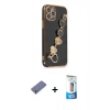 MARSİLYAN™- iPhone 12 Pro Max Kılıf Nova Işık Prime - Siyah 5D Eko Cam Ekran Koruyucu + Metal Kamera Lens Koruma Cam - GD