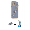 MARSİLYAN™- iPhone 12 Pro Max Kılıf Nova Işık Prime - Siyah 5D Eko Cam Ekran Koruyucu + Renkli Kamera Lens Koruma Cam - TU