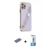 MARSİLYAN™- iPhone 12 Pro Max Kılıf Nova Işık Prime - Siyah 5D Eko Cam Ekran Koruyucu + Renkli Kamera Lens Koruma Cam - MI