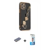 MARSİLYAN™- iPhone 12 Pro Max Kılıf Nova Işık Prime - Siyah 5D Eko Cam Ekran Koruyucu + Renkli Kamera Lens Koruma Cam - SI