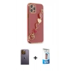 MARSİLYAN™- iPhone 12 Pro Max Kılıf Nova Işık Prime - Siyah 5D Eko Cam Ekran Koruyucu + Neon Fosforlu Kamera Lens - SI