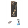 MARSİLYAN™- iPhone 12 Pro Max Kılıf Nova Işık Prime - Siyah 5D Eko Cam Ekran Koruyucu + Shine Kamera Lens Koruma Cam - SABE