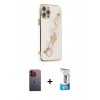 MARSİLYAN™- iPhone 12 Pro Max Kılıf Nova Işık Prime - Siyah 5D Eko Cam Ekran Koruyucu + Neon Fosforlu Kamera Lens - TU