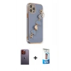 MARSİLYAN™- iPhone 12 Pro Max Kılıf Nova Işık Prime - Siyah 5D Eko Cam Ekran Koruyucu + Neon Fosforlu Kamera Lens - TU