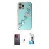 MARSİLYAN™- iPhone 12 Pro Max Kılıf Nova Işık Prime - Siyah 5D Eko Cam Ekran Koruyucu + Neon Fosforlu Kamera Lens - TU