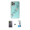MARSİLYAN™- iPhone 12 Pro Max Kılıf Nova Işık Prime - Siyah 5D Eko Cam Ekran Koruyucu + Neon Fosforlu Kamera Lens - YL