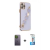 MARSİLYAN™- iPhone 12 Pro Max Kılıf Nova Işık Prime - Siyah 5D Eko Cam Ekran Koruyucu + Neon Fosforlu Kamera Lens - YL