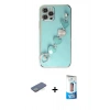 MARSİLYAN™- iPhone 12 Pro Max Kılıf Nova Işık Prime - Siyah 5D Eko Cam Ekran Koruyucu + Yeşil Renkli Kamera Lens Koruma Cam