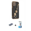 MARSİLYAN™- iPhone 12 Pro Max Kılıf Nova Işık Prime - Siyah 5D Eko Cam Ekran Koruyucu + Yeşil Renkli Kamera Lens Koruma Cam