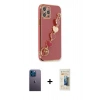 MARSİLYAN™- iPhone 12 Pro Max Kılıf Nova Işık Prime - Siyah 6D Mat Seramik Hayalet Nano Ekran Koruyucu + Neon Fosforlu Kamera Lens - MI