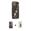 MARSİLYAN™- iPhone 12 Pro Max Kılıf Nova Işık Prime - Siyah 6D Mat Seramik Hayalet Nano Ekran Koruyucu + Neon Fosforlu Kamera Lens - SI