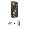 MARSİLYAN™- iPhone 12 Pro Max Kılıf Nova Işık Prime - Siyah 6D Mat Seramik Hayalet Nano Ekran Koruyucu + Shine Kamera Lens Koruma Cam - SABE