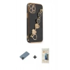 MARSİLYAN™- iPhone 12 Pro Max Kılıf Nova Işık Prime - Siyah 6D Mat Seramik Hayalet Nano Ekran Koruyucu + Shine Kamera Lens Koruma Cam - SH