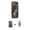 MARSİLYAN™- iPhone 12 Pro Max Kılıf Nova Işık Prime - Siyah Bilvis Hayalet Cam Ekran Koruyucu + Neon Fosforlu Kamera Lens - BZ