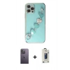 MARSİLYAN™- iPhone 12 Pro Max Kılıf Nova Işık Prime - Siyah Bilvis Hayalet Cam Ekran Koruyucu + Neon Fosforlu Kamera Lens - BZ