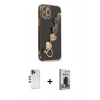 MARSİLYAN™- iPhone 12 Pro Max Kılıf Nova Işık Prime - Siyah Bilvis Hayalet Cam Ekran Koruyucu + Shine Kamera Lens - GD