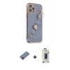 MARSİLYAN™- iPhone 12 Pro Max Kılıf Nova Işık Prime - Siyah Bilvis Hayalet Cam Ekran Koruyucu + Metal Kamera Lens Koruma Cam - KI