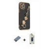 MARSİLYAN™- iPhone 12 Pro Max Kılıf Nova Işık Prime - Siyah Bilvis Hayalet Cam Ekran Koruyucu + Metal Kamera Lens Koruma Cam - KI