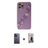 MARSİLYAN™- iPhone 12 Pro Max Kılıf Nova Işık Prime - Siyah Bilvis Hayalet Cam Ekran Koruyucu + Neon Fosforlu Kamera Lens - MI