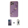 MARSİLYAN™- iPhone 12 Pro Max Kılıf Nova Işık Prime - Siyah Bilvis Hayalet Cam Ekran Koruyucu + Neon Fosforlu Kamera Lens - MI