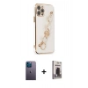 MARSİLYAN™- iPhone 12 Pro Max Kılıf Nova Işık Prime - Siyah Bilvis Hayalet Cam Ekran Koruyucu + Neon Fosforlu Kamera Lens - MI
