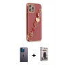 MARSİLYAN™- iPhone 12 Pro Max Kılıf Nova Işık Prime - Siyah Bilvis Hayalet Cam Ekran Koruyucu + Neon Fosforlu Kamera Lens - MI