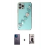 MARSİLYAN™- iPhone 12 Pro Max Kılıf Nova Işık Prime - Siyah Bilvis Hayalet Cam Ekran Koruyucu + Neon Fosforlu Kamera Lens - MI