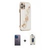 MARSİLYAN™- iPhone 12 Pro Max Kılıf Nova Işık Prime - Siyah Bilvis Hayalet Cam Ekran Koruyucu + Neon Fosforlu Kamera Lens - MI